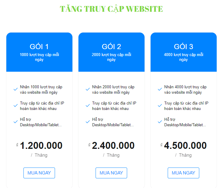 Dịch Vụ Tăng Traffic Website (Lượt Truy Cập) Chất Lượng