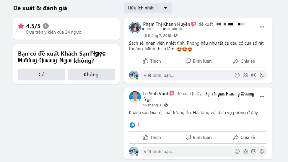 tăng đánh giá facebook