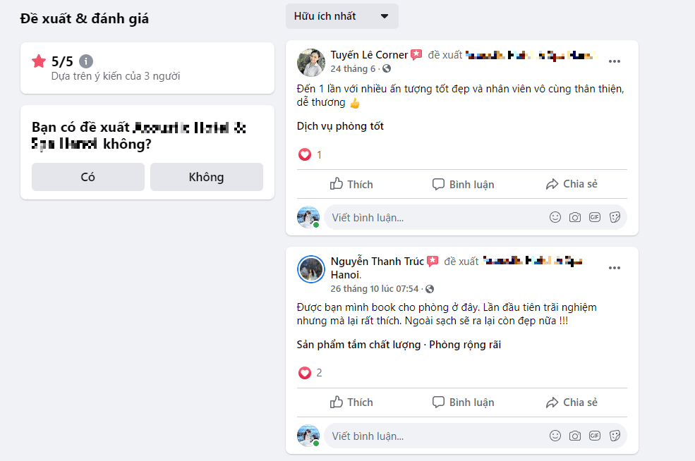 tăng đánh giá facebook