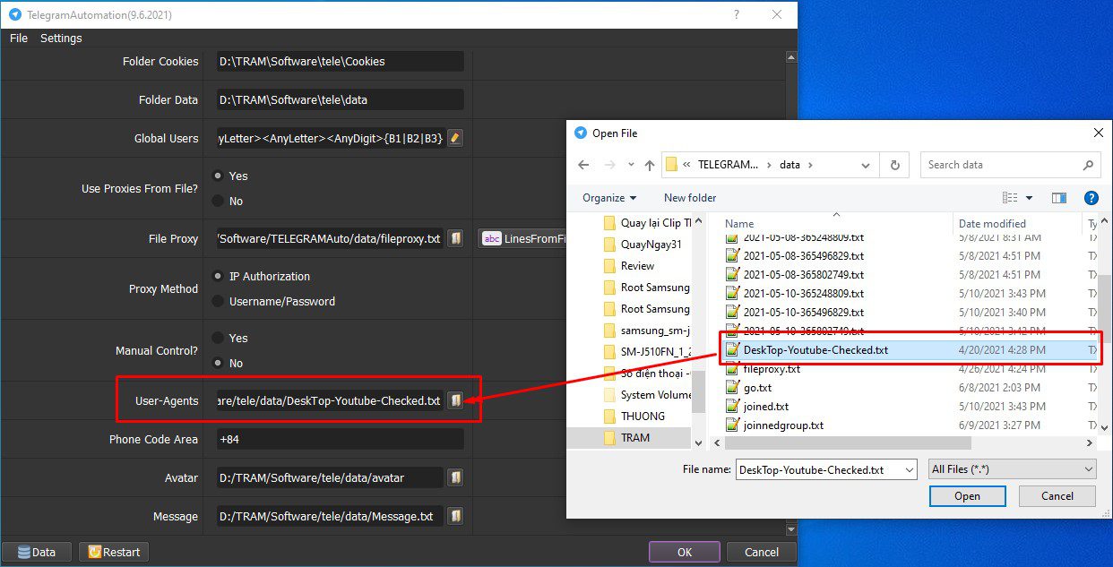 File trình duyệt ảo - Phần mềm Telegram