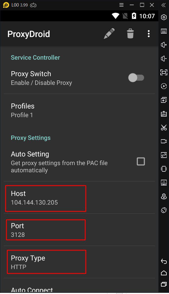 Gán Proxy cho ProxyDroid