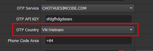 Chọn quốc gia thuê sim - Tool reg nick Facebook