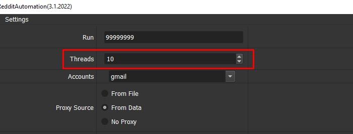 Số luồng chạy cùng lúc - Reddit automation tool