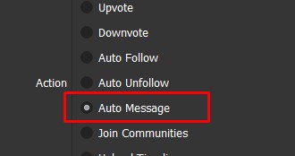 Chọn chức năng Auto Message 