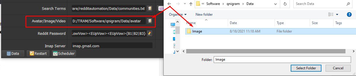 Dẫn tới folder lưu hình ảnh hoặc video - Reddit Automation Tool