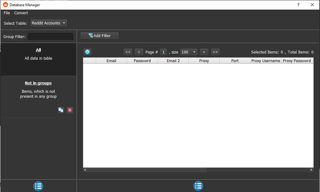 Bảng quản lý tài khoản - Reddit automation tool