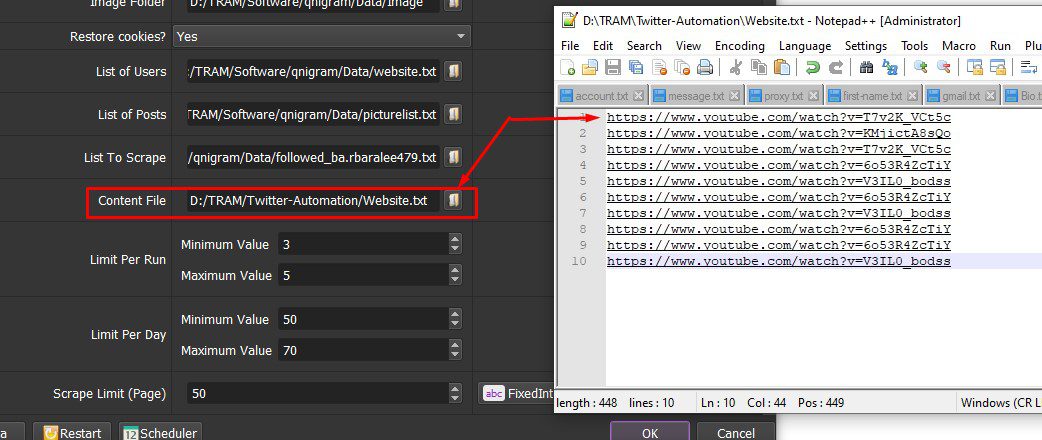 Cập nhật website cho các tài khoản Twitter - Tool nuôi Twitter