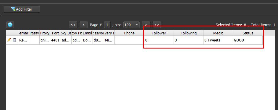 Kiểm tra thông tin tài khoản Twitter -Tool nuôi Twitter