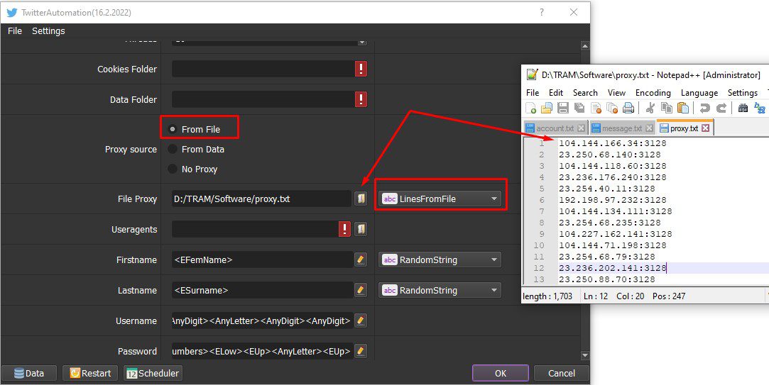Proxy từ file – Tool nuôi Twitter