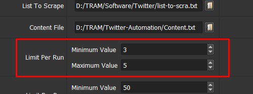 Giới hạn cho mỗi tài khoản trên một lần chạy - Tool nuôi Twitter