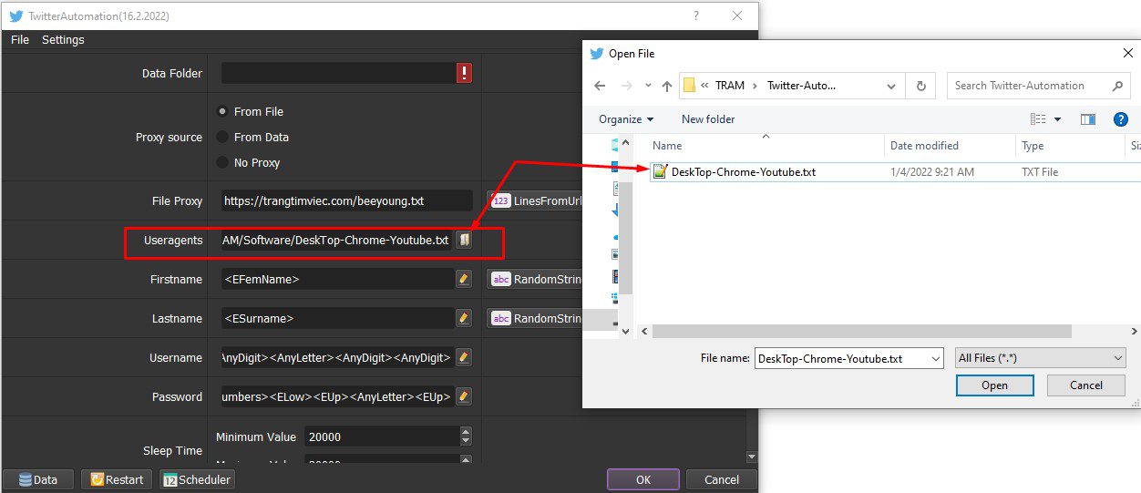 File trình duyệt ảo - Tool nuôi Twitter