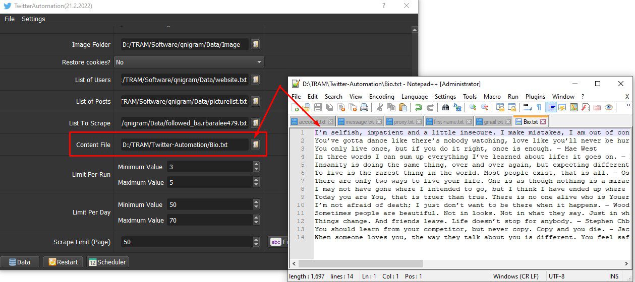Cập nhật Bio cho các tài khoản Twitter - Tool nuôi Twitter