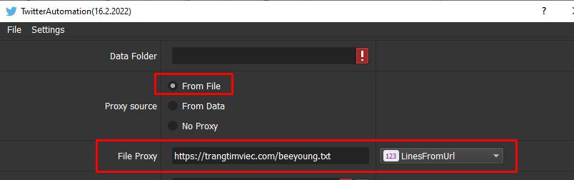 Bỏ link đường dẫn thuê proxy – Tool nuôi Twitter