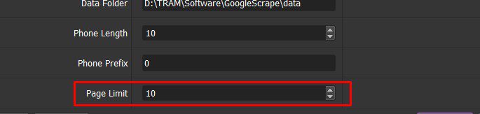 Giới hạn trang trên Google - Phần mềm Google Scraper