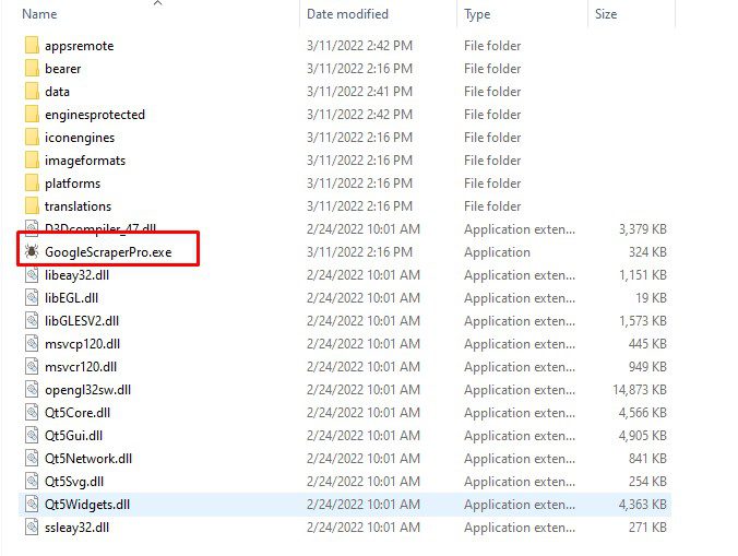Nhấn vào file GoogleScraperPro.exe - Google Scraper