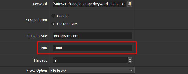 Số lần chạy - Phần mềm Google Scraper