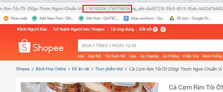 Lấy ID sản phẩm trên Shopee - Shopee Tool