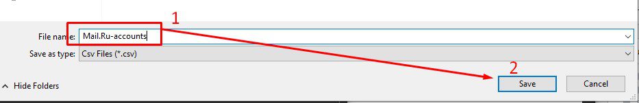 Đặt tên và lưu file - Tool reg Mail.Ru