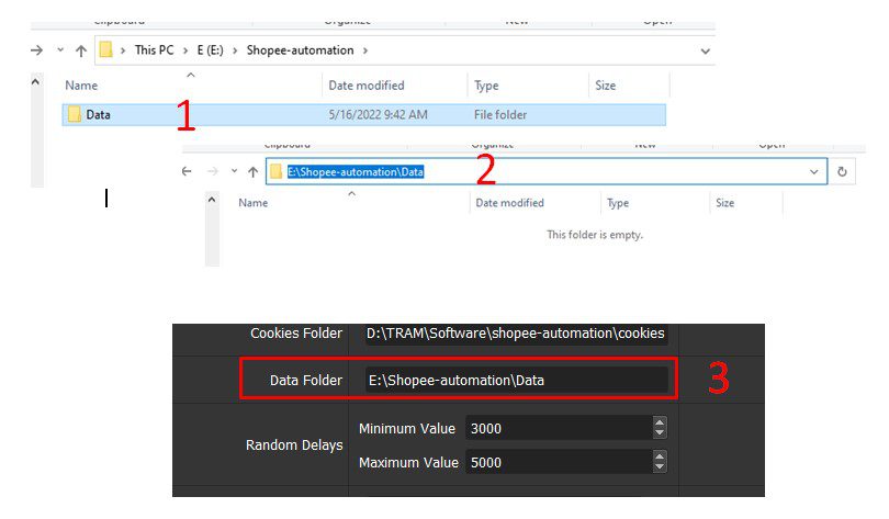 Cope thư mục Data vào mục Data folder - SEO Shopee