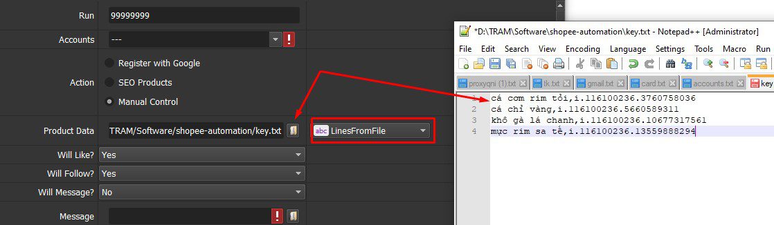 Dẫn tới file lưu từ khóa sản phẩm trên Shopee - SEO Shopee
