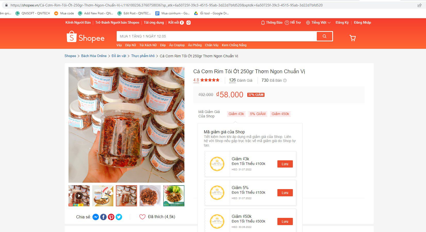 Vào link sản phẩm trên Shopee - SEO Shopee tool