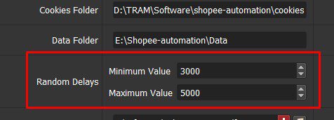 Thời gian nghỉ giữa hai hành động - SEO Shopee tool