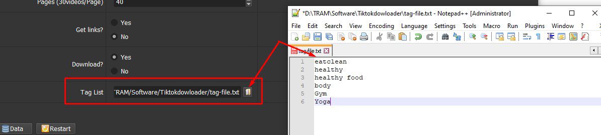 Dẫn tới file lưu từ khóa 