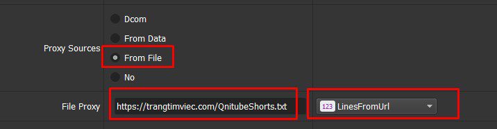 Chọn LinesFromUrl - Phần mềm tăng view Youtube Shorts