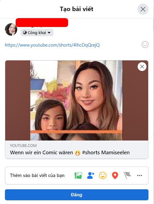 Đăng link video Youtube Shorts lên Facebook