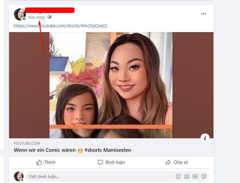 Nhấn vào thời gian để lấy link Facebook