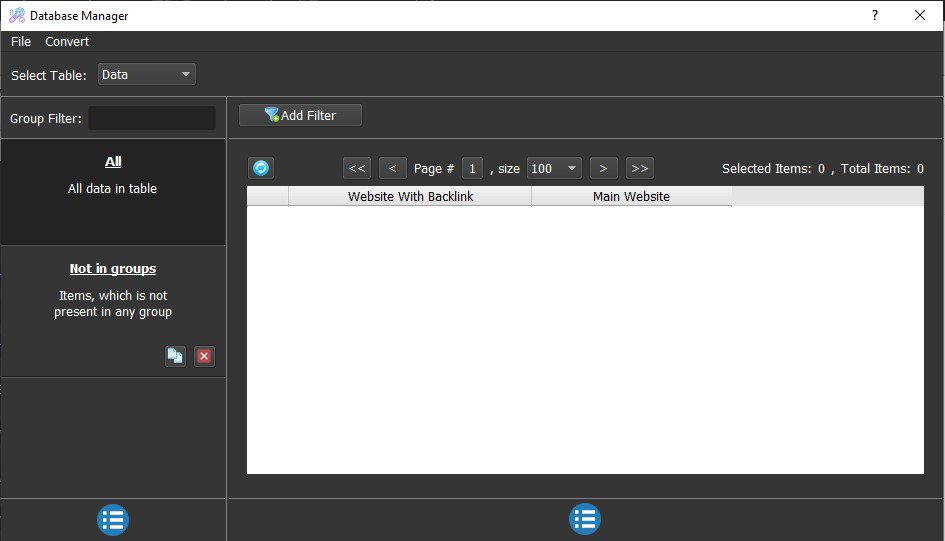 Bảng quản lý data trong phần mềm tăng truy cập website