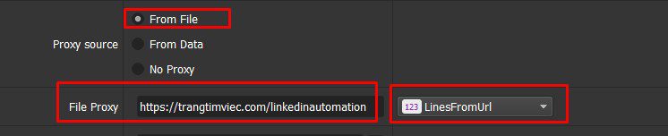 Dán địa chỉ thuê proxy vào phần mềm tự động LinkedIn