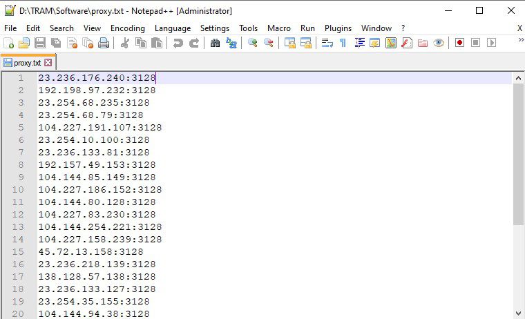 Tạo file lưu danh sách proxy - Phần mềm Social Traffic 