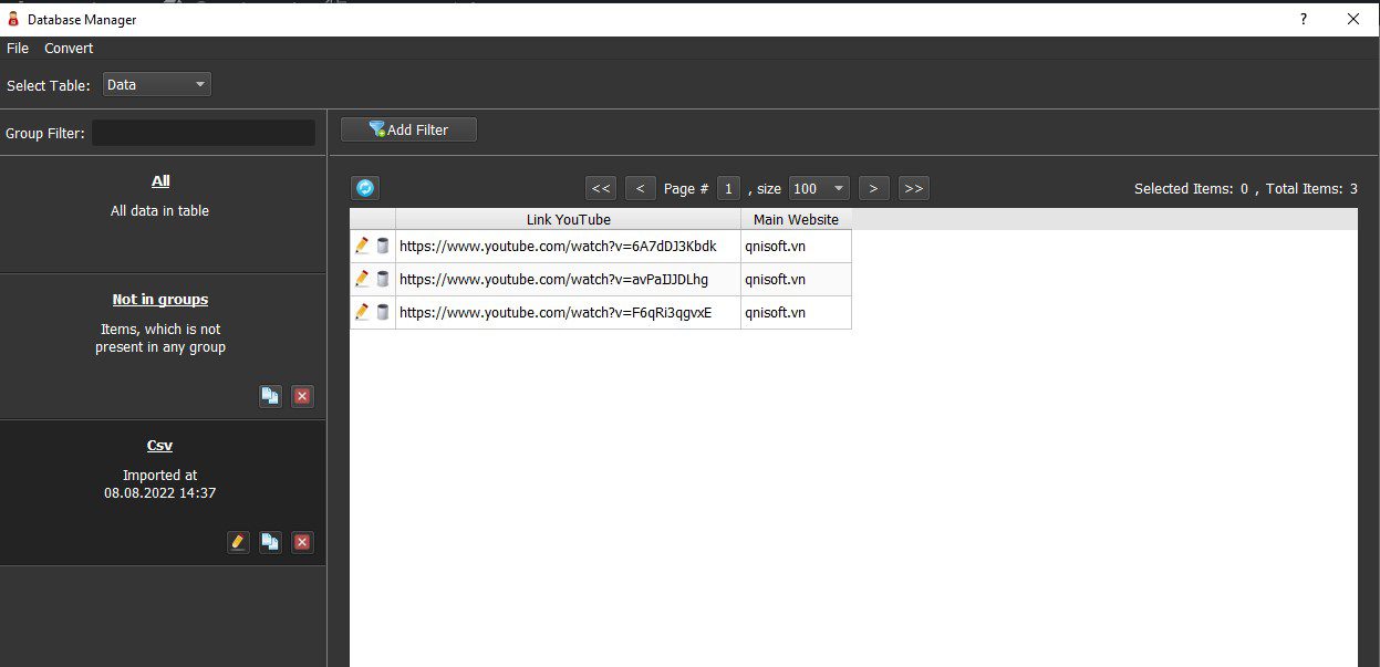 File dữ liệu đã được nhập vào phần mềm truy cập website - TubeTrafficPro