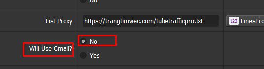 Không dùng Gmail trong phần mềm tăng truy cập website - Phần mềm TubeTrafficPro