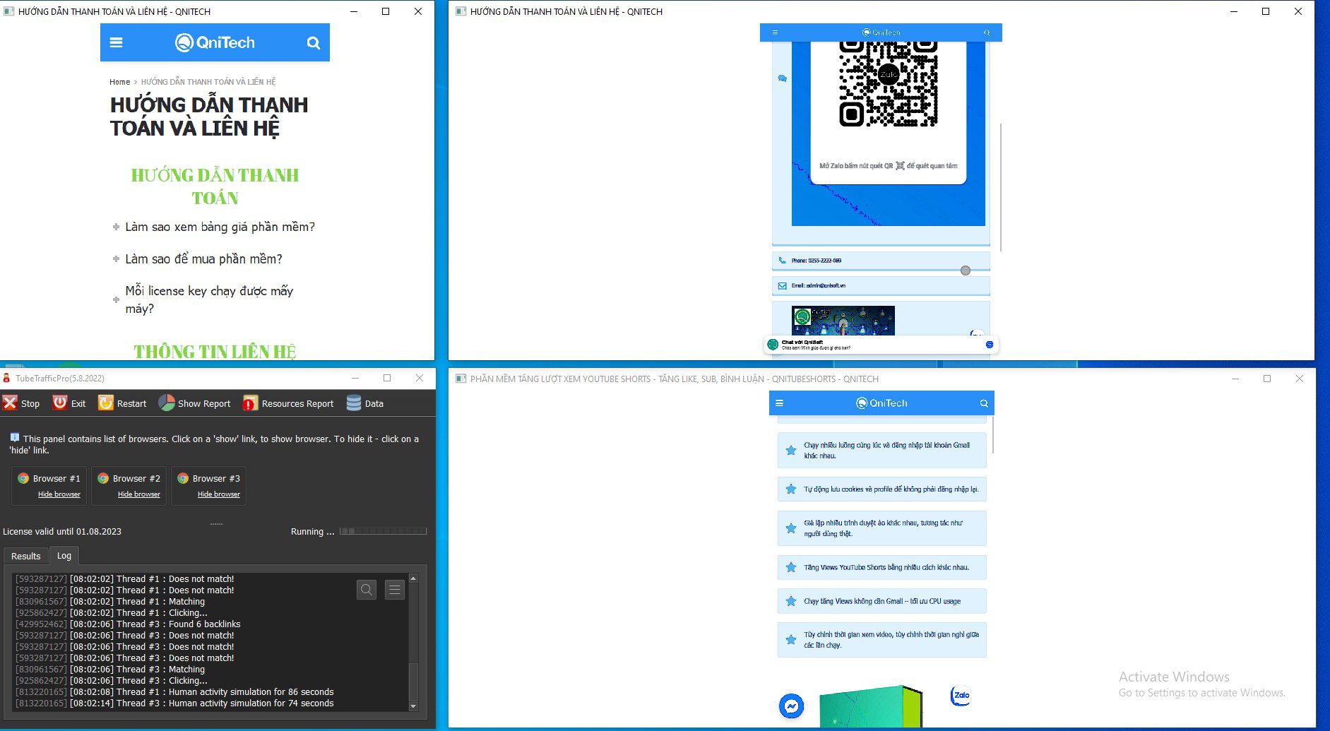 Phần mềm đã click vào website chính - Phần mềm truy cập website