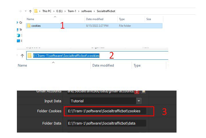 Tạo và dẫn thư mục cookies vào phần mềm Social Traffic