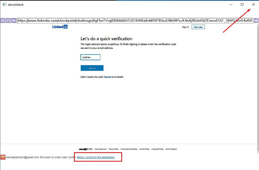 Tắt trình duyệt - Phần mềm LinkedIn Automation