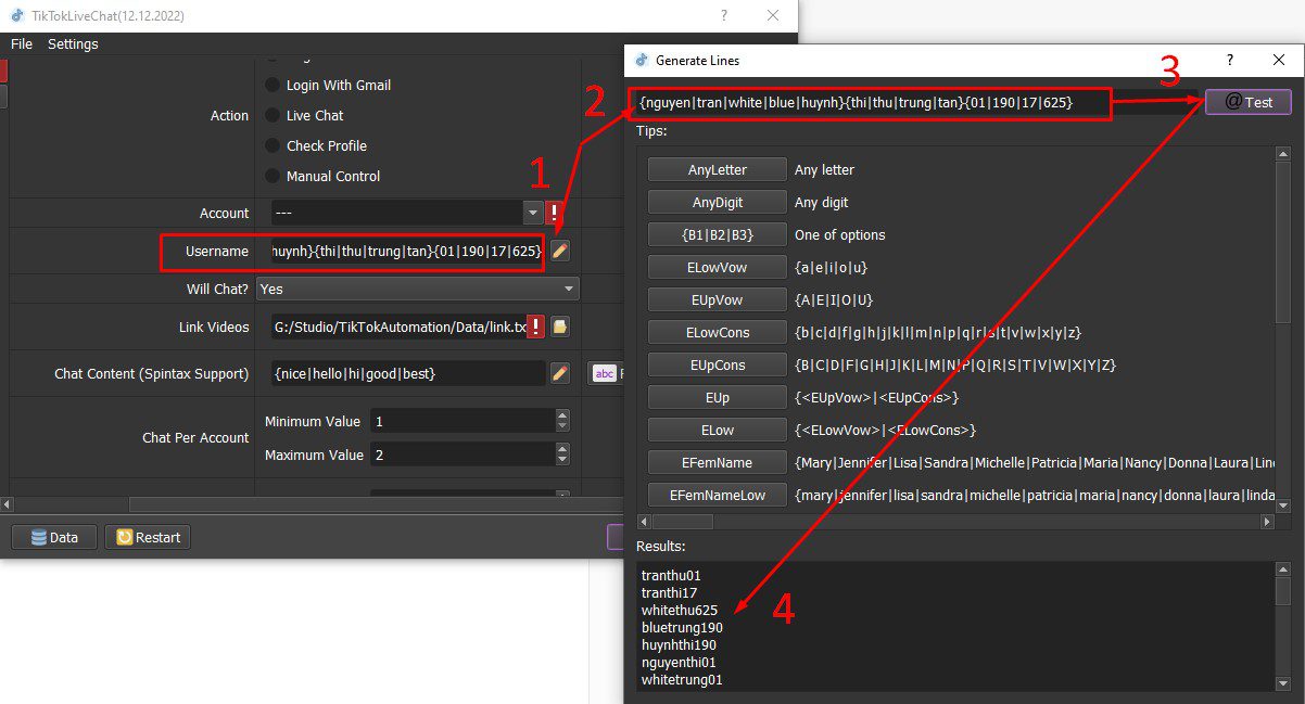 Đặt username theo ý người dùng