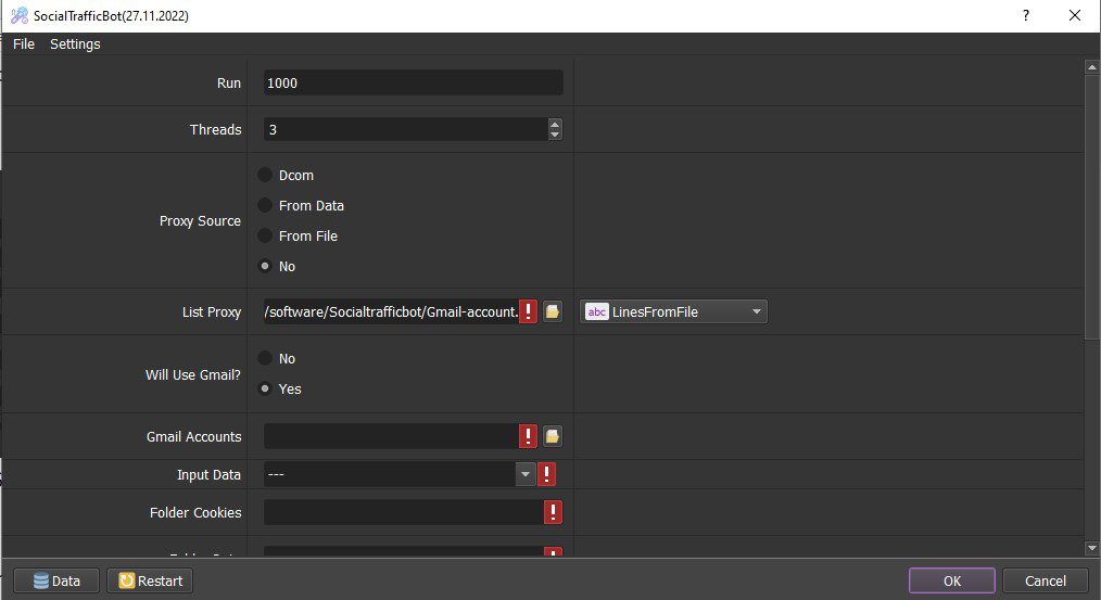 Giao diện tool SocialTrafficBot
