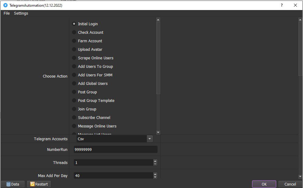 Giao diện tool Tel;egram - Phần mềm kéo mem Telegram hiệu quả