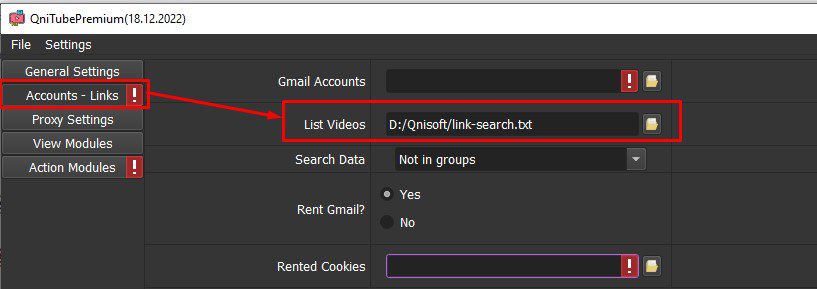 Vào mục Accounts - Links