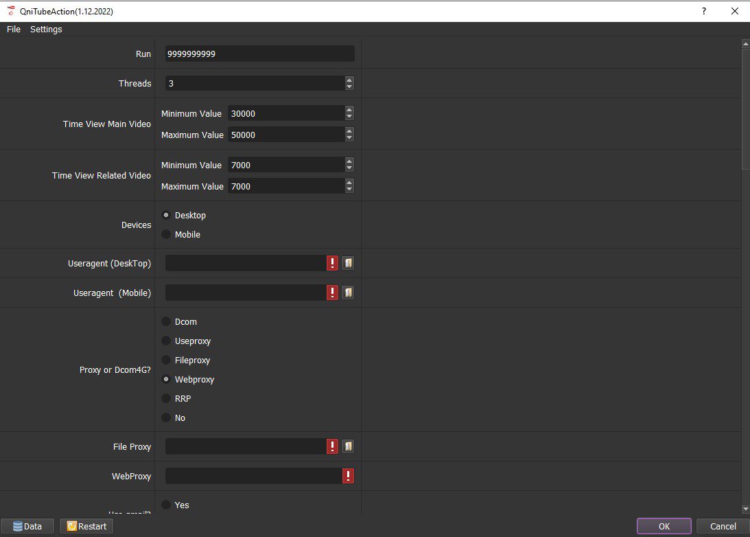 Giao diện tool tăng view Youtube