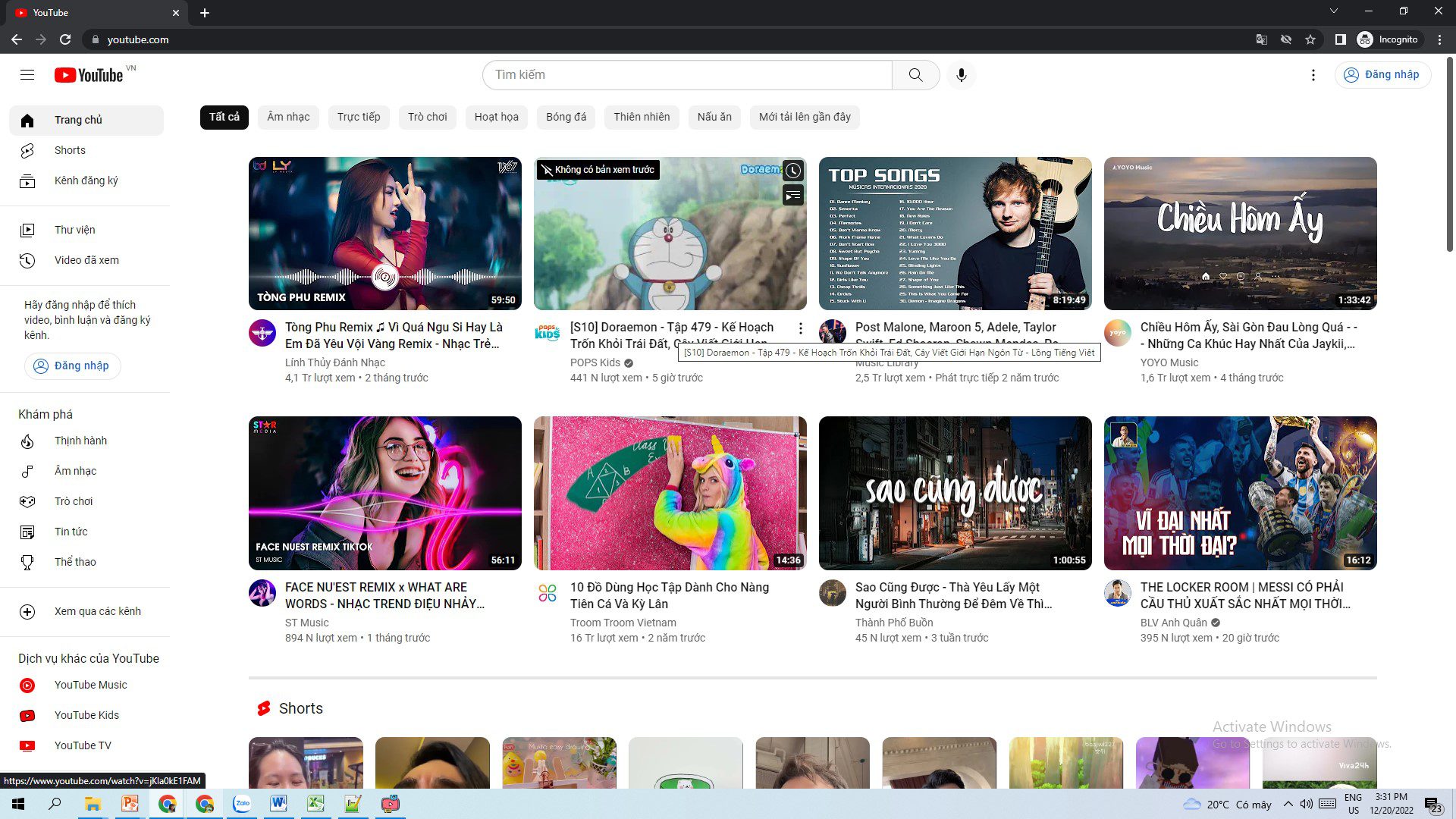 Vào Youtube