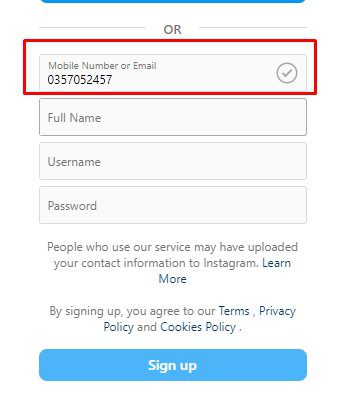 Số điện thoại để tạo Instagram