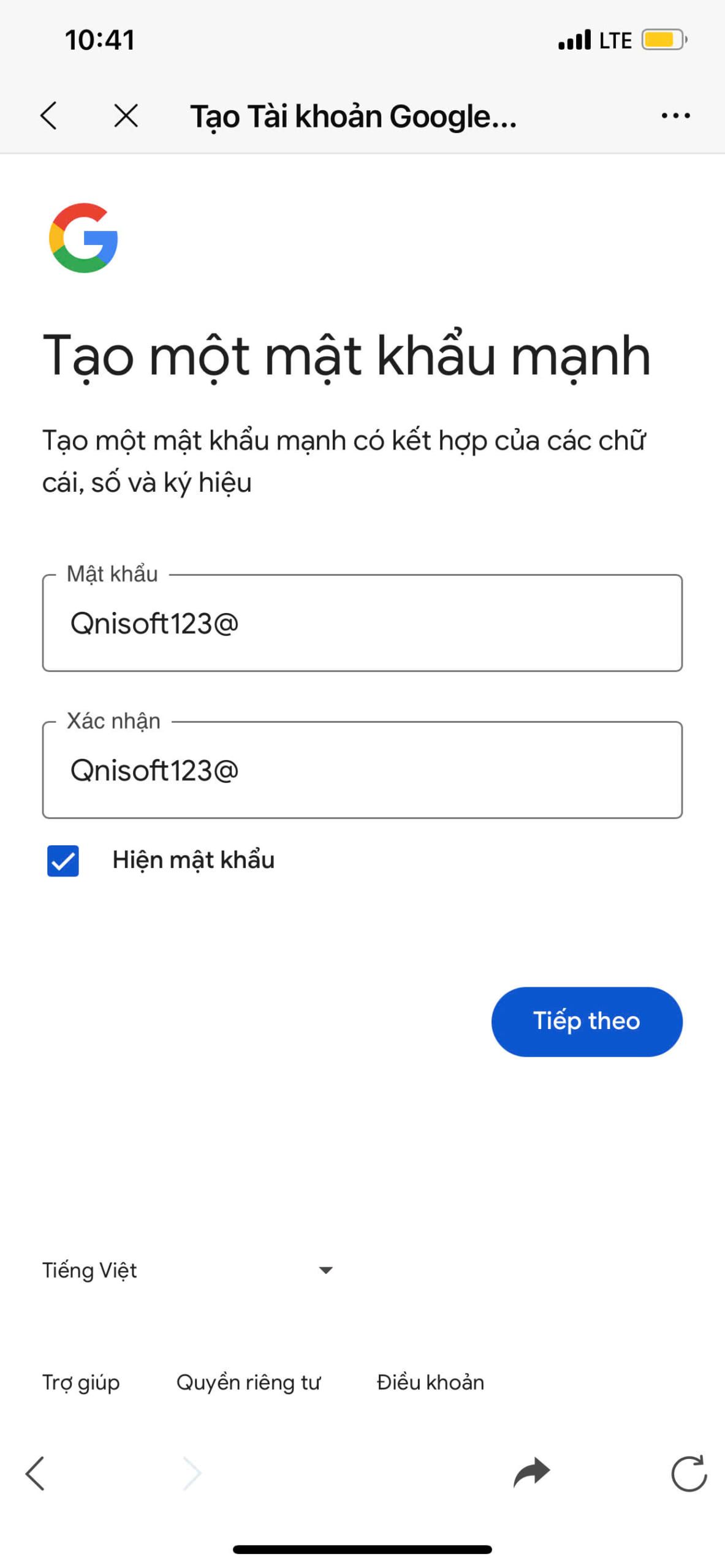 Nhập mật khẩu Gmail