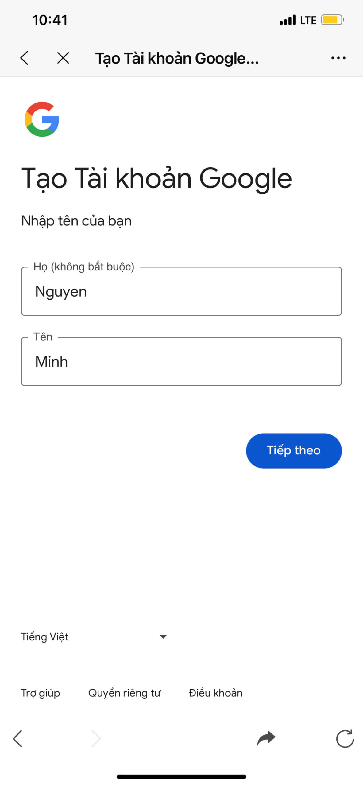 Nhập thông tin