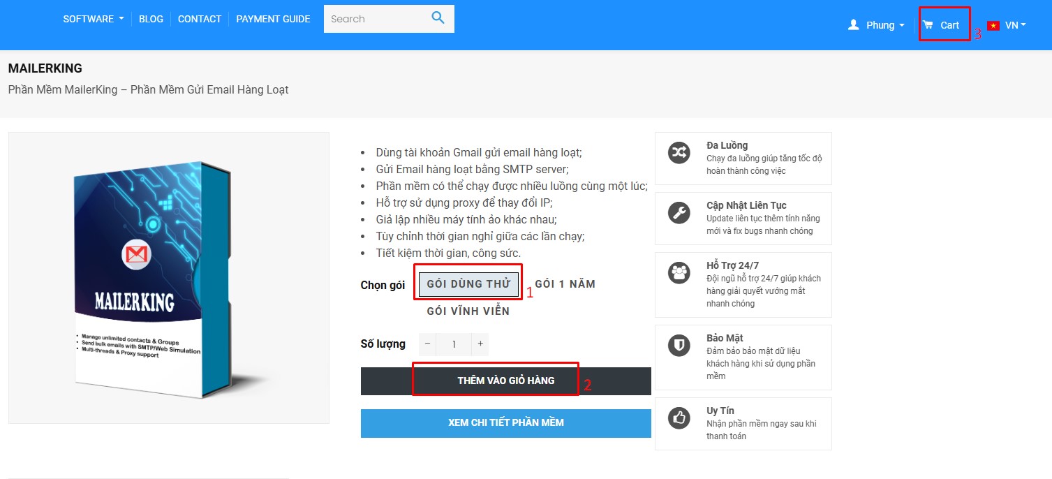 Mua phần mềm gửi Email hàng loạt